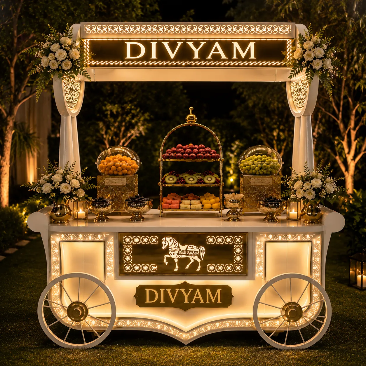 Royal Orchard Bicycle Cart - luxury wedding setup by D I V Y A M®